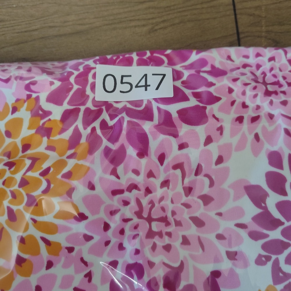 LL Bean Tankini Top Womens 18 Pink Floral Halter UPF 50 Nylon Blend Dahlia - Picture 7 of 7
